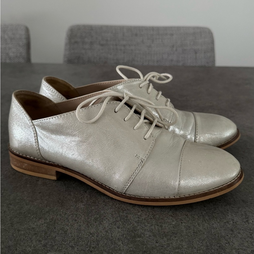 Aldo Metallic Silver Oxfords